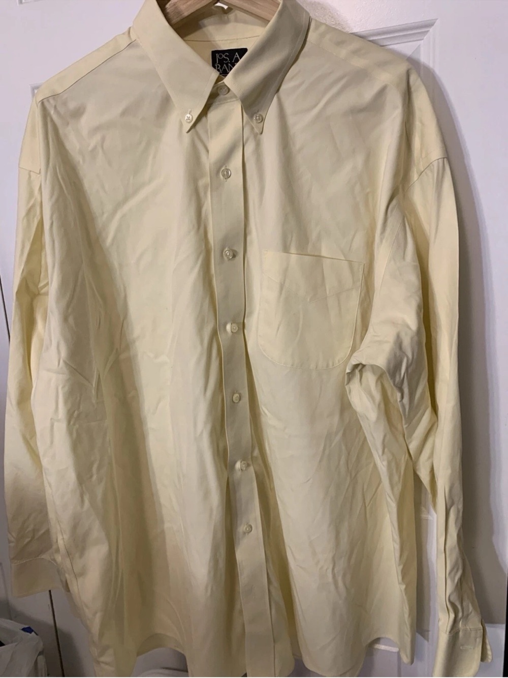 Jos. A. Bank Pale Yellow Long-Sleeve Button-Down Dress Shirt